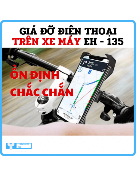 Kẹp Điện Thoại ĐỆM SILICON Trên Xe Đạp Xe Máy EH – 135 - NHỰA ABS, XOAY 360 ĐỘ, HỖ TRỢ TỚI KÍCH THƯỚC 6.8INCH Giới thiệ