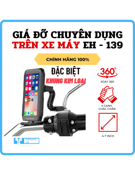 Giá Đỡ Điện Thoại KHUNG KIM LOẠI, ĐỘ BỀN CAO, CHỐNG MÀI MÒN Trên Xe Máy EH - 139