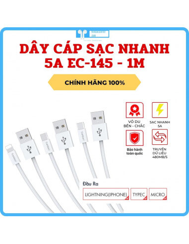 Dây Cáp Sạc 5A Dài 1M EC-145 hỗ trợ...