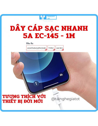 Dây Cáp Sạc 5A Dài 1M EC-145 hỗ trợ...