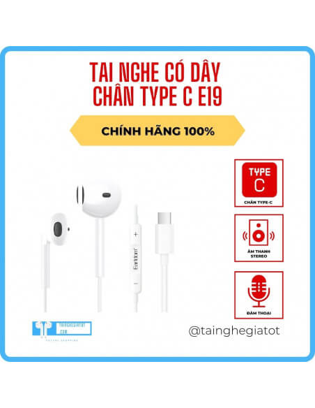 Tai Nghe Có Dây Chân Type C E19 Thiết Kế Trẻ Trung Âm Thanh Stereo
