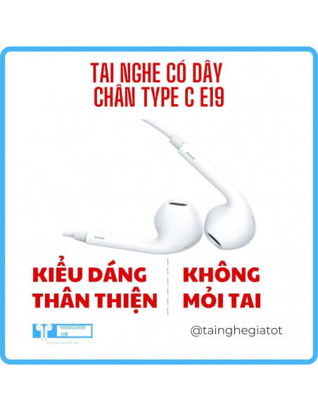 Tai Nghe Có Dây Chân Type C E19 Thiết Kế Trẻ Trung Âm Thanh Stereo