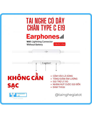 Tai Nghe Có Dây Chân Type C E19 Thiết...