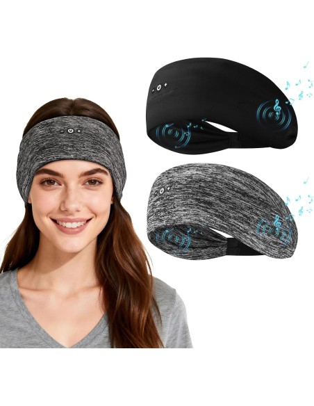 Sleep Headphones Bluetooth Headband Ultra-Thin Speakers for Sleep 2-Pack