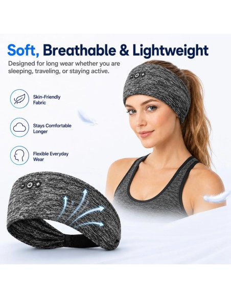 Sleep Headphones Bluetooth Headband Ultra-Thin Speakers for Sleep 2-Pack