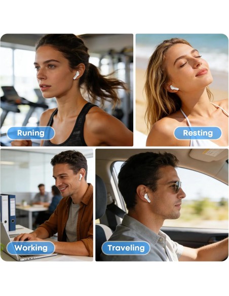 Wireless Earbuds, Bluetooth 5.4 Headphones HIFI Stereo/Crystal clear, White
