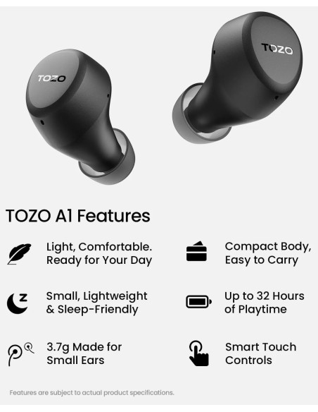 Tai nghe TOZO A1 Mini Bluetooth 5.3 siêu nhẹ, chống nước IPX5