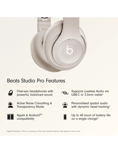 Tai nghe chụp tai Beats Studio Pro không dây chống ồn ANC (Màu Cát Sandstone)