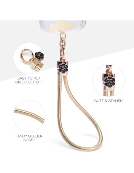 Fancy Cell Phone Wrist Strap Gold Rhinestone Chain Lanyard for iPhone