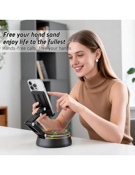 2-in-1 Foldable Phone Stand with Bluetooth 5.3 Wireless Speaker