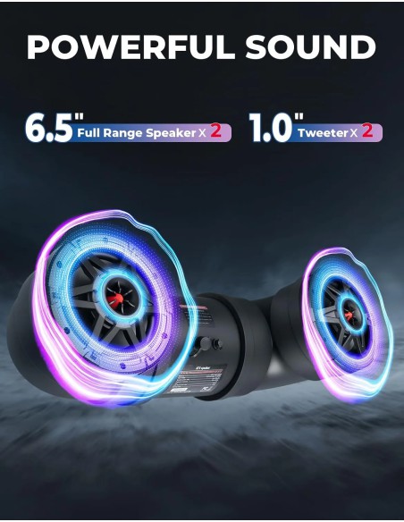 KEMIMOTO ATV Speaker 6.5 Inch Bluetooth 5.3 RGB Sound Bar