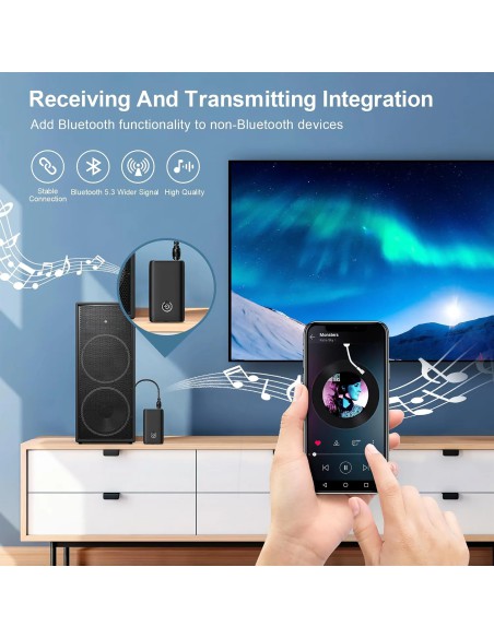 Bluetooth 5.3 AUX Adapter B09Z61H8M5 2-in-1 Cho Ô Tô, TV