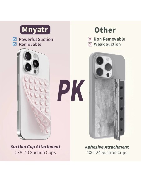 Mnyatr Giá Đỡ Điện Thoại Hít Kép 2 Cái, Silicone Trong Suốt & Hồng Nhạt