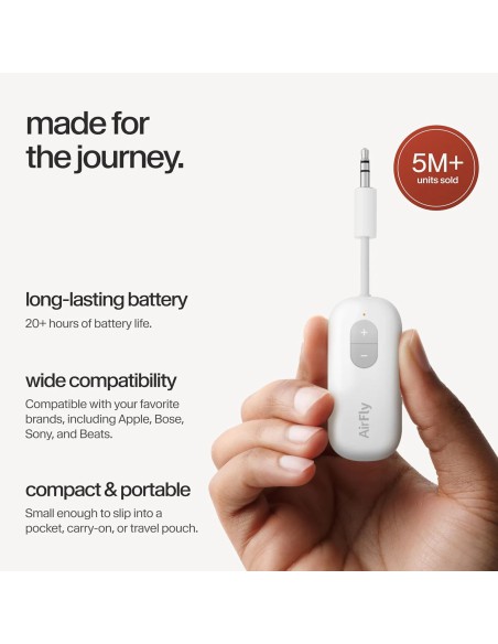 Twelve South AirFly SE Bluetooth Audio Transmitter, 3.5mm, White