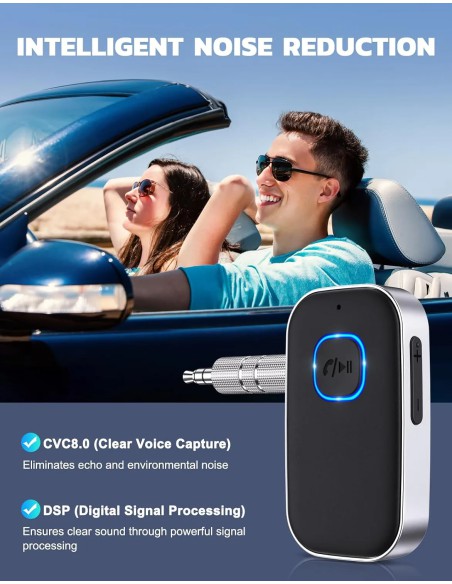 COMSOON Bluetooth Receiver J25 with 3.5mm AUX, Bluetooth 5.0, Hands-Free Calls
