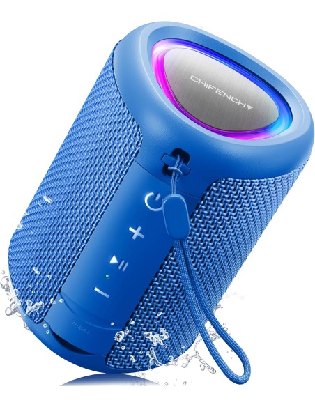 Portable Bluetooth Speaker 15W with Bluetooth 5.3, LED Lights and Water Resistance
