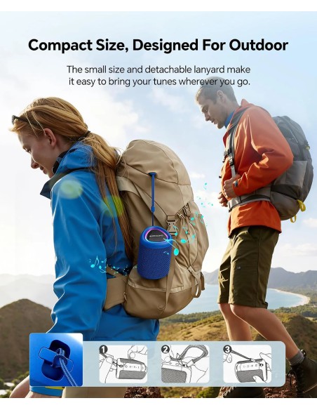 Portable Bluetooth Speaker 15W with Bluetooth 5.3, LED Lights and Water Resistance