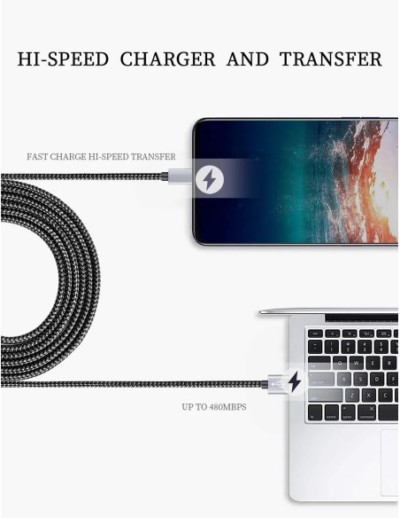 Teeind USB-C Cable 6ft 5-Pack, 3A Charging, Durable Nylon Braided Cord