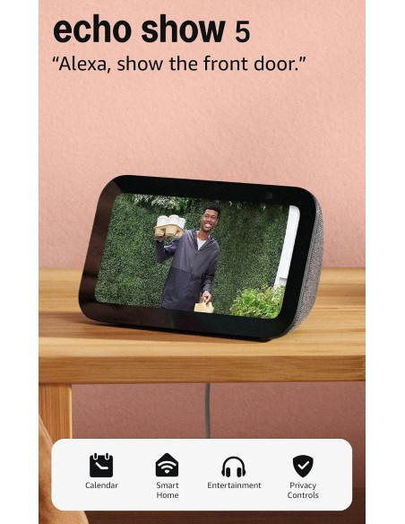 Amazon Echo Show 5 thế hệ mới, màn hình thông minh Alexa, bass sâu hơn, Charcoal