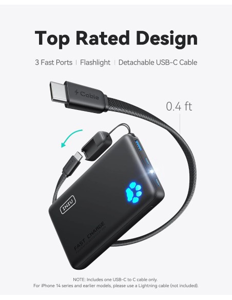 Pin dự phòng INIU 10000mAh 45W sạc nhanh, nhỏ gọn cho du lịch
