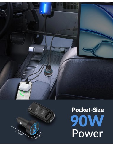 USB C Car Charger 90W, Sạc Ô Tô 4...