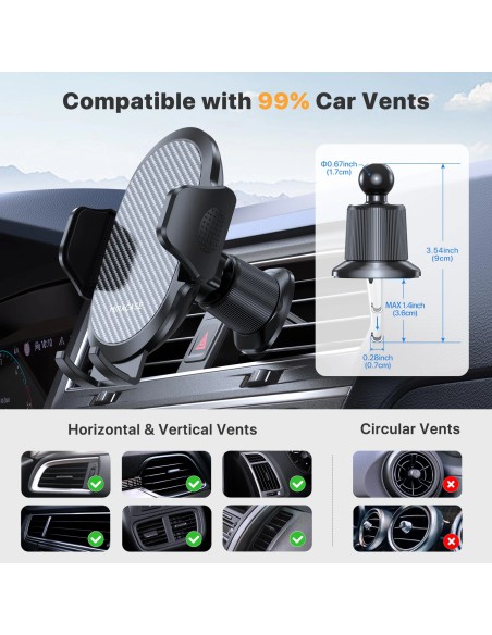Miracase Car Phone Holder with Metal Hook Clip, 360° Air Vent Mount