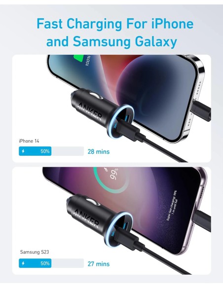 Anker 323 52.5W USB-C Car Charger with 30W PowerIQ 3.0