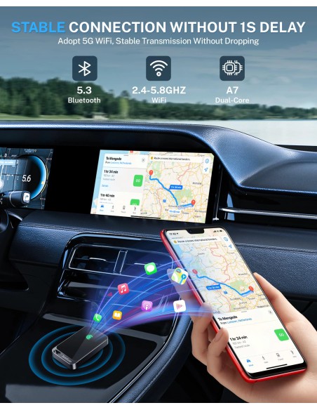 Wireless CarPlay Adapter for Apple iPhone (Gray) – Compact Wireless Converter