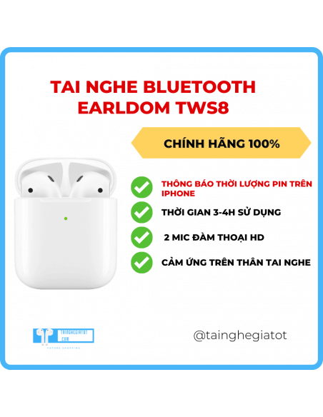 Tai nghe Bluetooth 2 tai Earldom TWS8