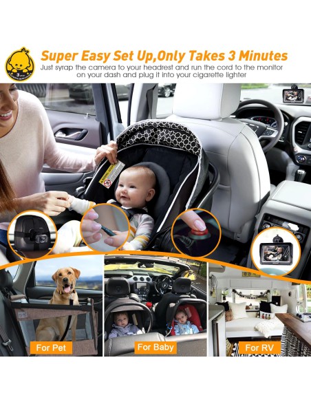 DoHonest Baby Car Camera HD 1080P Rear-Facing Baby Monitor