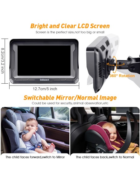 DoHonest Baby Car Camera HD 1080P Camera Quan Sát Bé Trên Ô Tô