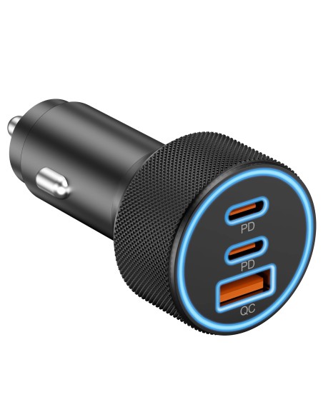 KENHAO 67W Car Charger with 2 USB-C and USB-A Ports, PD QC3.0