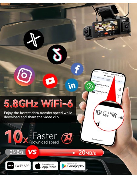IIWEY N6 4-Channel 360° Dash Cam, 2K STARVIS, GPS, Wi-Fi 6