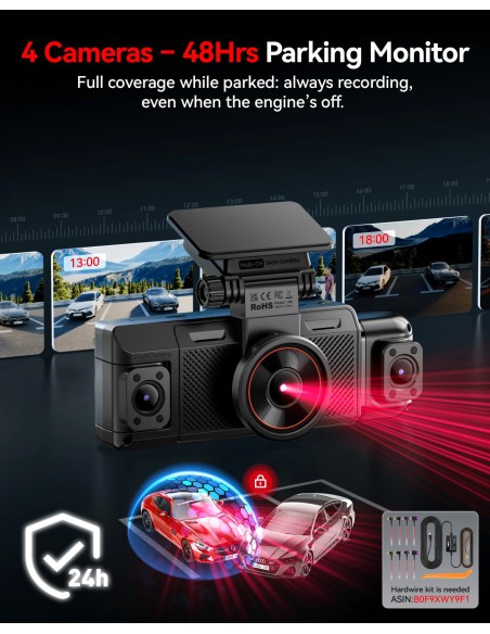 IIWEY N6 4-Channel 360° Dash Cam, 2K STARVIS, GPS, Wi-Fi 6