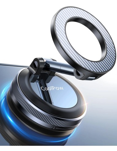 Coolpow MagSafe Car Phone Mount with Twist-Lock Vacuum Suction, Carbon Fiber