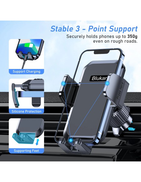 Blukar B0C1NK79FK Car Phone Holder, Stable Air Vent Mount, 360° Rotation