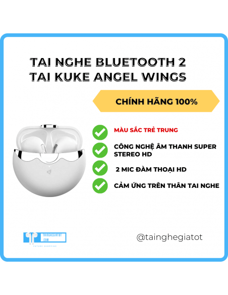 Tai nghe Bluetooth 2 tai KUKE Angel Wings