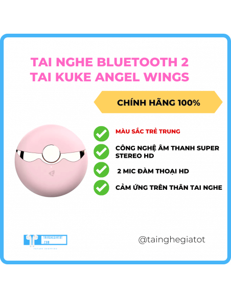 Tai nghe Bluetooth 2 tai KUKE Angel Wings