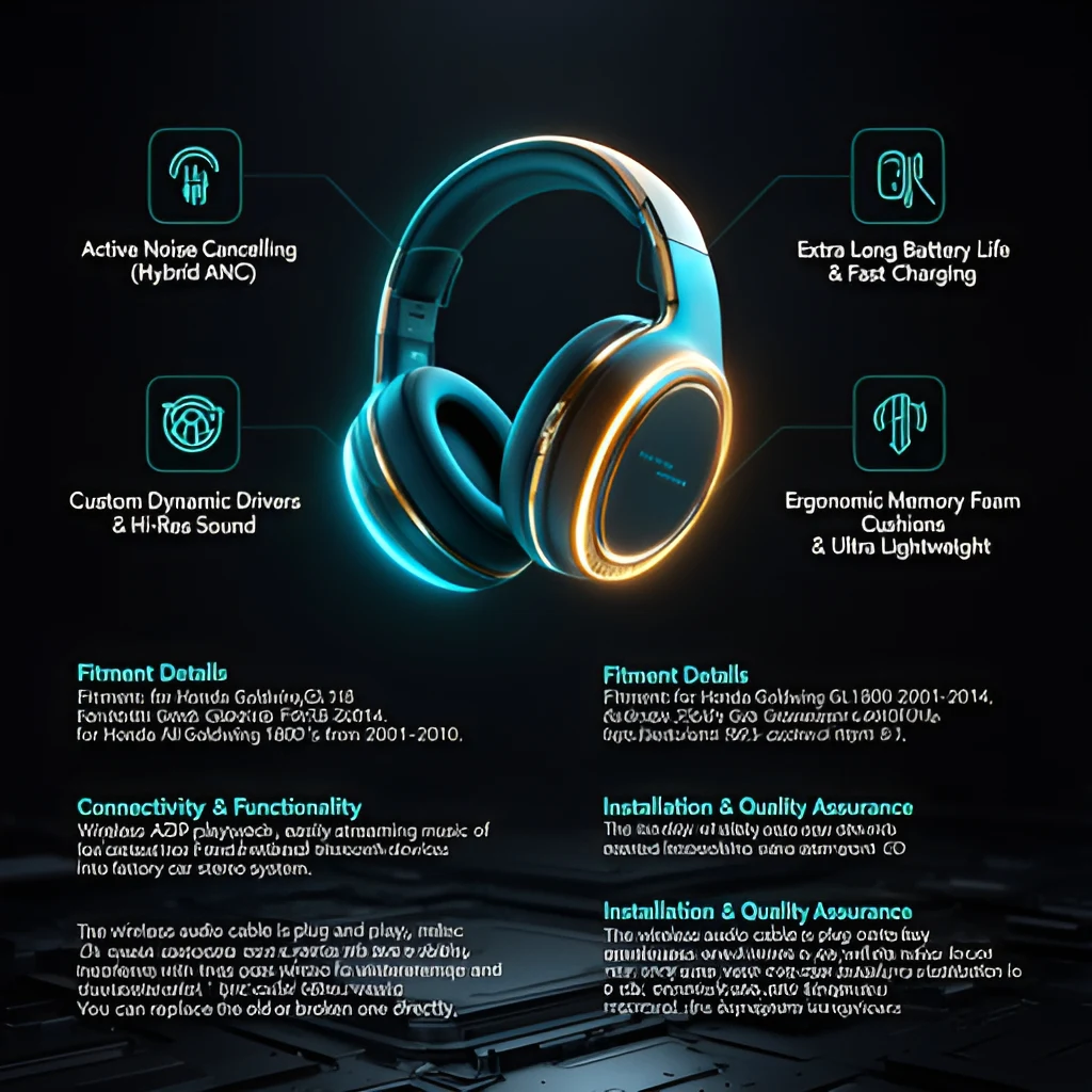 Infographic tổng quan thông số và tính năng X AUTOHAUX Bluetooth Audio Adapter cho Honda Goldwing GL1800 2001–2014